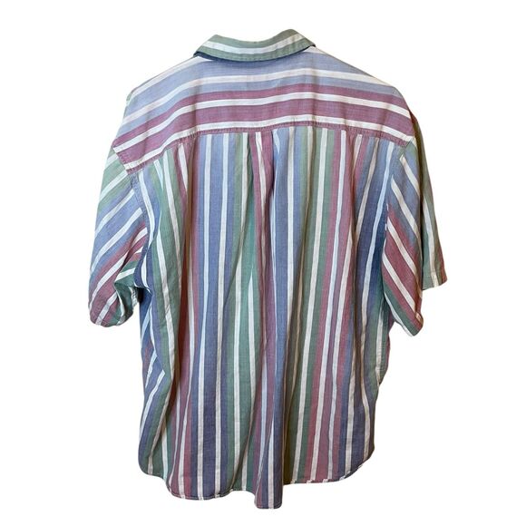 Izod Mens XL Striped Short Sleeve Button Up Shirt - Picture 6 of 6